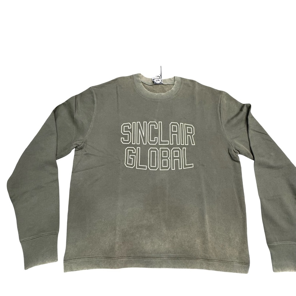 Sinclair Global Distressed Crewneck Sweater Small Oversized Green BNWT